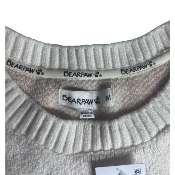 Bearpaw Checkered Crew Neck Sweater Women's Medium Tan & White NEW - Picture 5 of 9
